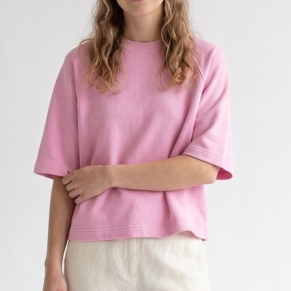 Zara Tee Womens Pink Oversized Crewneck Half Sleeve Boxy Relaxed Fit